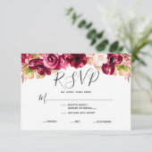 Burgundy Floral Drop Mariage Meal Choice RSVP (Debout devant)