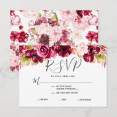 Burgundy Floral Drop Mariage Meal Choice RSVP (Devant / Derrière)