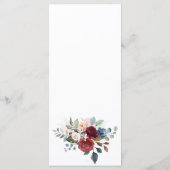 Burgundy Floral Dusty Blue Botanical Wedding Menu (Achterkant)