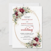 Burgundy Floral Elegant Boho Wedding Invitation (Devant)
