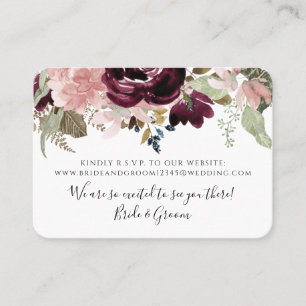 Burgundy Floral Elegant Dusty Pink Foliage Weddens Visitekaartje