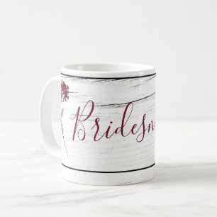 Burgundy Floral Elegant Rustic Bridesmaid Koffiemok