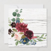 Burgundy Floral Elegant Rustic Waterverf Bedankt (Achterkant)