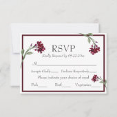 Burgundy Floral Elegant Rustique Aquarelle RSVP (Devant)