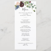 Burgundy Floral en Greenery Dinner Menu (Voorkant)
