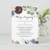 Burgundy Floral en Greenery Elopement Reception Kaart (Staand voorkant)