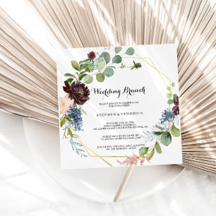 Burgundy Floral en Greenery Wedding Brunch Kaart