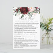 Burgundy Floral geeft het Vrijgezellenfeest Prijs (Staand voorkant)