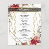Burgundy Floral Geometric Gold Wedding Programme (Achterkant)
