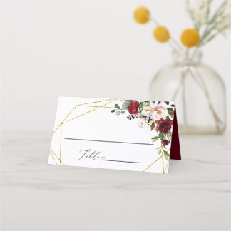 Burgundy Floral Geometric Romantic Waterverf