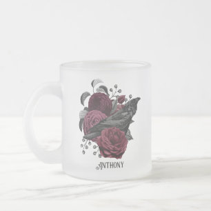 Burgundy Floral Gothic Matglas Koffiemok