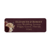 Burgundy Floral Gothic Wedding Address Label (Voorkant)