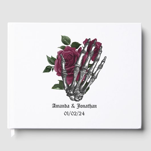 Burgundy Floral Gothic Wedding Gastenboek (Voorkant)