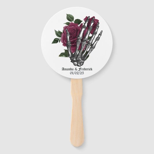 Burgundy Floral Gothic Wedding Handwaaier (Voorkant)