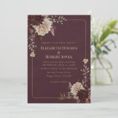 Burgundy Floral Gothic Wedding Invitation (Debout devant)