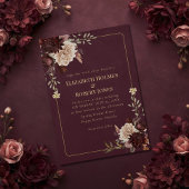 Burgundy Floral Gothic Wedding Invitation
