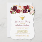 Burgundy Floral Graduation Party Invitation or BR (Devant)