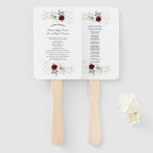 Burgundy Floral Greenery Wedding Programme Hand Fa Handwaaier