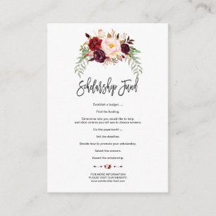 Burgundy Floral Handwriting Scholarship Fund Informatiekaartje