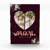 Burgundy floral Heart Shaped Gift for Moederdag Fotoblokken (Voorkant)