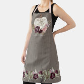 Burgundy Floral Herfst Rustic Leaves White Pumpkin Schort (Insitu)