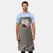 Burgundy Floral Herfst Rustic Leaves White Pumpkin Schort (Gedragen)