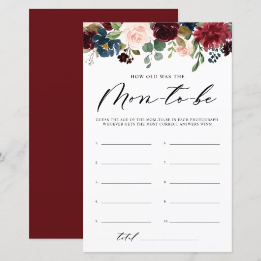 Burgundy Floral hoe oud het was van het schoenensp (Voorkant / Achterkant)