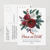 Burgundy Floral Holly Corporate kerst Briefkaart (Voorkant / Achterkant)