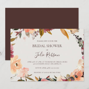 Burgundy Floral   Horizontaal beige Vrijgezellenfe Kaart