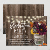 Burgundy Floral Jar Rustic Barn Wood Afstuderen Kaart (Voorkant / Achterkant)