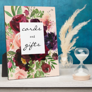 Burgundy Floral Kaarten & Gifts Sign Easel - Roze Fotoplaat