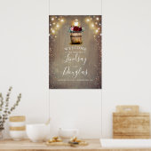 Burgundy Floral Lantern Rustic Wedding Sign Poster (Keuken)