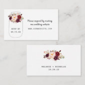 Burgundy Floral Mason Jar rsvp Informatiekaartje (Voorkant / Achterkant)