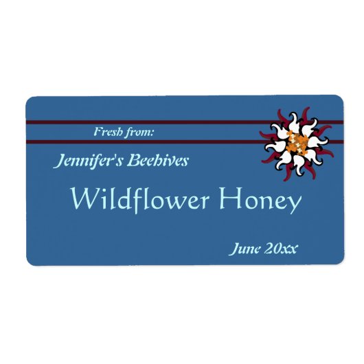 Burgundy Floral met Stripes Canning Etiket (Voorkant)