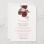 Burgundy Floral Old Money Wedding Invitation (Devant)