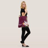 Burgundy Floral Peonies Gepersonaliseerde Canvas t Tote Bag (Op model)