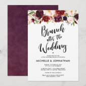 Burgundy Floral Post Wedding Brunch Uitnodiging (Voorkant / Achterkant)