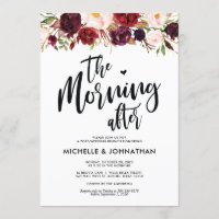 Burgundy Floral Post Wedding Brunch Uitnodiging