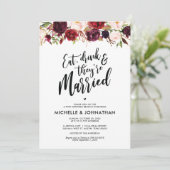 Burgundy Floral Post Wedding Brunch Uitnodiging (Staand voorkant)