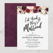 Burgundy Floral Post Wedding Brunch Uitnodiging (Voorkant / Achterkant)