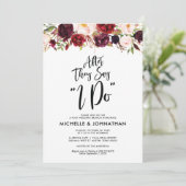 Burgundy Floral Post Wedding Brunch Uitnodiging (Staand voorkant)