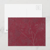 Burgundy Floral Print Background Briefkaart (Voorkant / Achterkant)