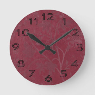 Burgundy Floral Print Background Ronde Klok