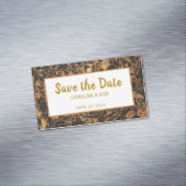 Burgundy Floral redt de datum zwart goud Magnetisch Visitekaartje (Voorbeeld)