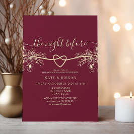 Burgundy Floral Rehearsal Dinner Invitation Kaart