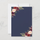 Burgundy Floral Rose Gold Atmosphère Mariage RSVP (Dos)