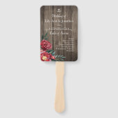 Burgundy Floral Rustic Barn Wood Weddenschap Handwaaier (Voorkant)