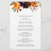 Burgundy Floral Rustic Budget Wedding Programme Flyer (Achterkant)