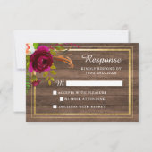 Burgundy Floral Rustic Gold Blush Réponse Rose (Devant)