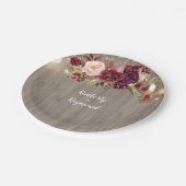 Burgundy Floral Rustic Papieren Bordje (Gekanteld)